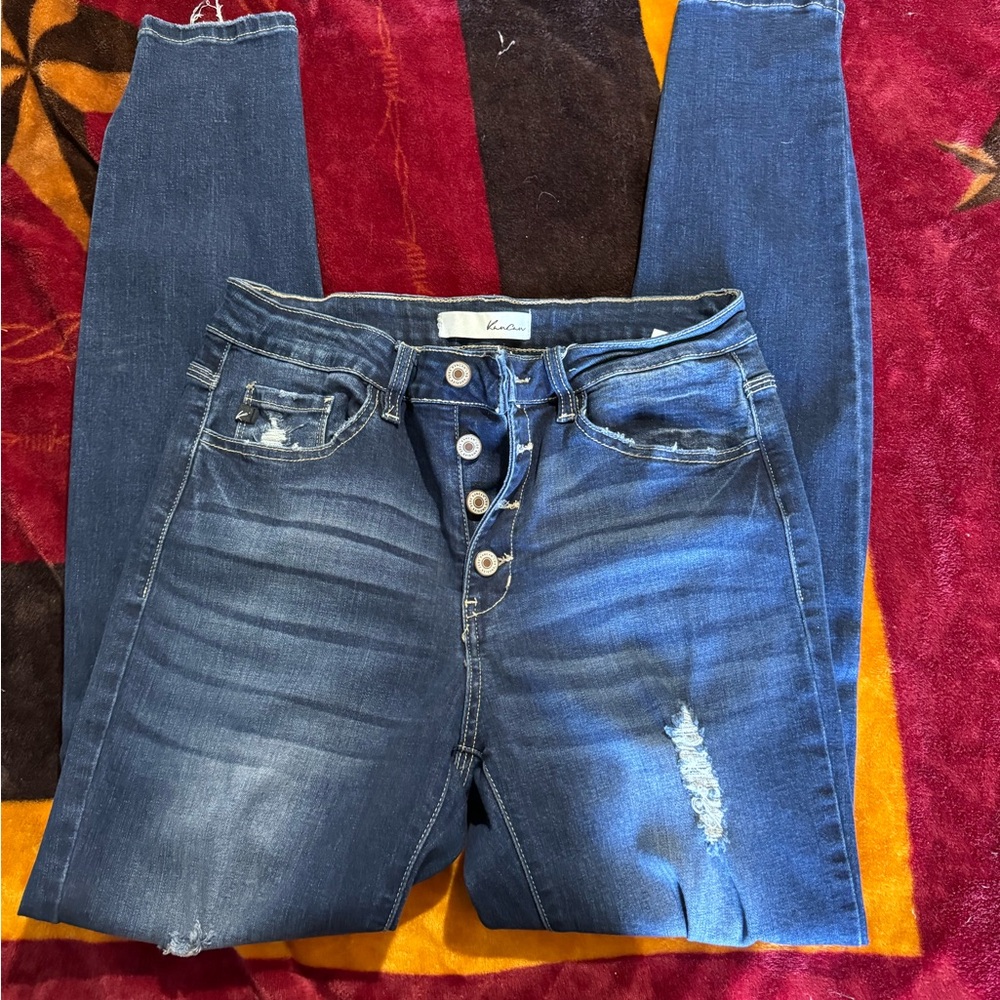 Women's Blue Distressed Jeans